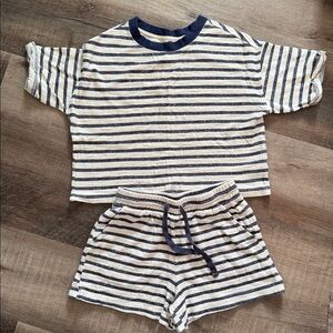 Old navy Women’s Striped Short Sleeve striped Set in Navy and Cream